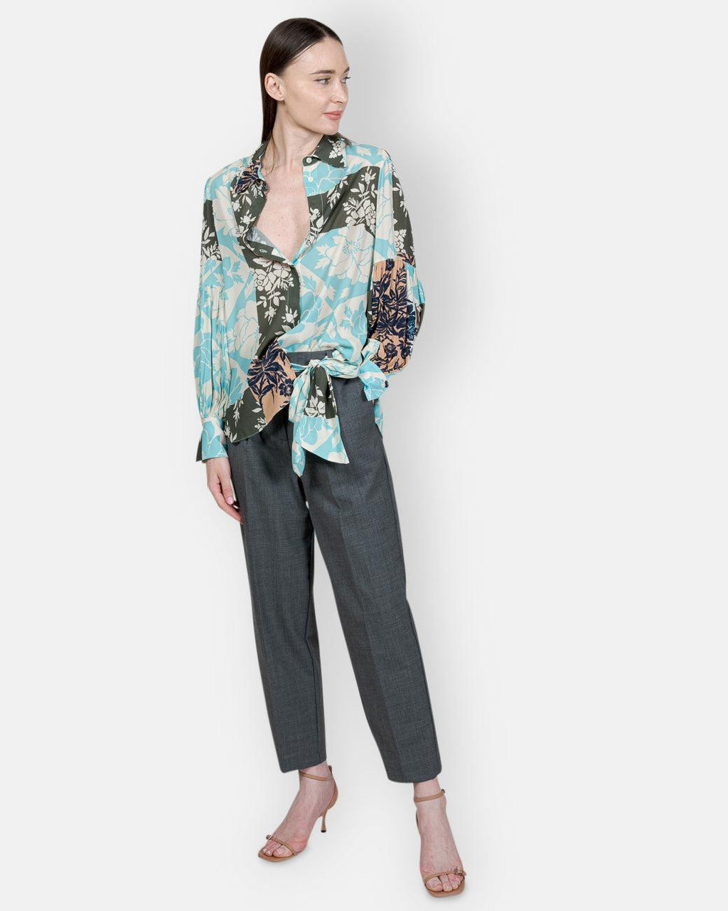 SEMI-COUTURE-FLORAL PATCHWORK SHIRT-Tozzibologna.com